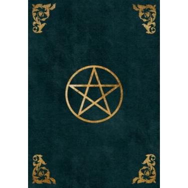Imagem de Magic Spell Book: Blank Lined Book of Shadows - Empty Grimoire - Witch Notebook Journal - Gift for Wicca - Green and Gold Pentacle Cover