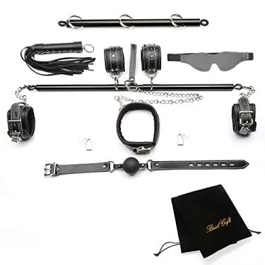 Imagem de Spreader Bares para adultos, 2 barras pretas de ioga e pilatos para quarto com 8 peças de kit de alças ajustáveis pretas, barra de perna Spreader para quarto de casa, barras de exercícios esportivos