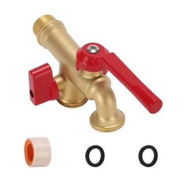 Imagem de Solimeta Torneira de água de torneiras duplas, 1/5.1 cm x 3/10.2 cm x 3/10.2 cm Torneira de saída dupla com mangueira de jardim conector rápido para jardim e máquina de lavar