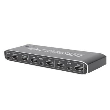 Imagem de Zopsc Switches KVM 4K 60Hz 2x2, Switches KVM de Exibição Dupla Com USB 3.0, Suporte de áudio, Comutação Múltipla, para Wins IOS