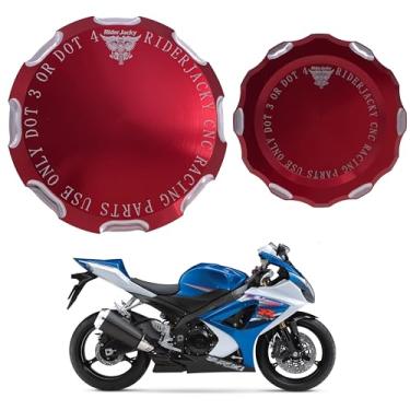 Imagem de Riderjacky Compatível com tampa do reservatório de fluido da embreagem do freio dianteiro da motocicleta cilindro Suzuki GSXR GSX-R 1000 2007-2008 (vermelho)