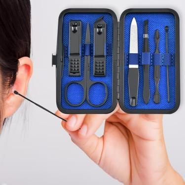 Imagem de Conjunto de manicure 7 em 1 de aço inoxidável, kit de manicure para pais, amigos, cesta de Páscoa, cortadores de unhas para homens, presentes por menos de 5 dólares, ferramentas de unhas com estojo de