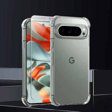 Imagem de Capa de celular para Google Pixel 9 Pro XL [proteção da câmera] com 1 pacote de protetor de tela, compatível com MagSafe, capa de proteção de nível militar - transparente