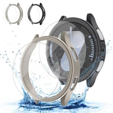 Imagem de [2+2] Pacote para Samsung Galaxy Watch 7 capa protetora de tela acessórios de 40 mm, película protetora de vidro temperado anti-embaçamento HD/HD, conjunto de capa facial, impermeável, capa para