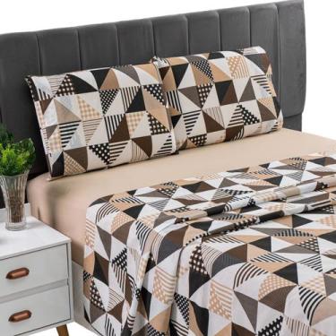 Imagem de Lençol Casal 4 Peças Estampado Percal 200 Fios 100 Algodão - RT ENXOVA