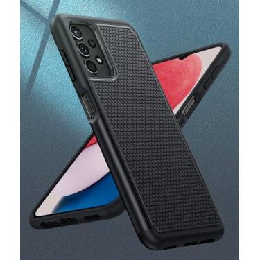 Imagem de Capa para Samsung Galaxy A13 4G/5G de camada dupla protetora leve com traseira texturizada antiderrapante para celular militar - Capa protetora protetora fina e resistente à prova de choque (preto)
