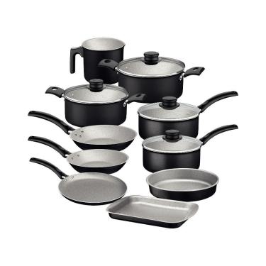 Imagem de Jogo De Panelas 10 Peças Turim Antiaderente Tramontina Cor:preto Preto