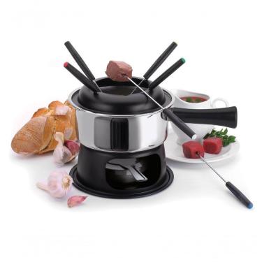 Imagem de Aparelho De Fondue Lugano Panela Aço Inox 1,4 Litros Para Carnes óleo Kit Conjunto Serviço