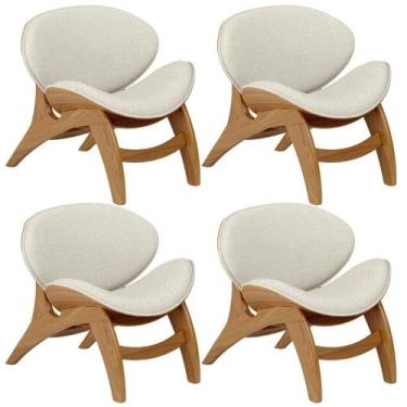 Imagem de Kit 4 Poltronas Decorativa Orgânica Sala Living Kadosh L02 Linho Champ