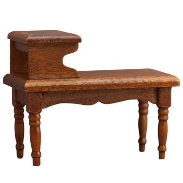 Imagem de Mobiliário de casa de bonecas em miniatura Mesa de café de dupla camada de madeira