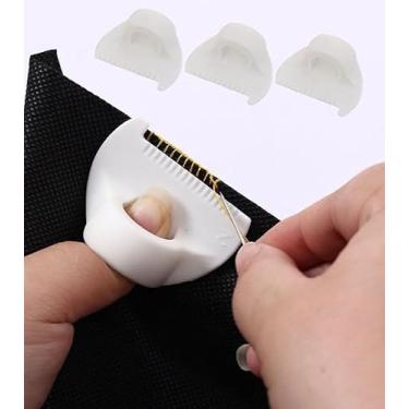 Imagem de Pacote com 3 guias de bainha de costura de plástico e ferramenta de costura de borda com marcações de 2/3/4 mm para bordas de tecido uniformes e profissionais (branco)