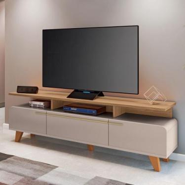 Imagem de Rack Para Sala de Estar TV 70 Pol 200cm Émile B01 Off White Freijó - L