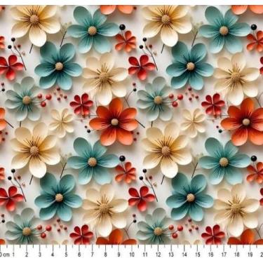 Imagem de Tecido Tricoline Digital 3D Floral Helena - 50 x 150 cm - Tecidos Cald