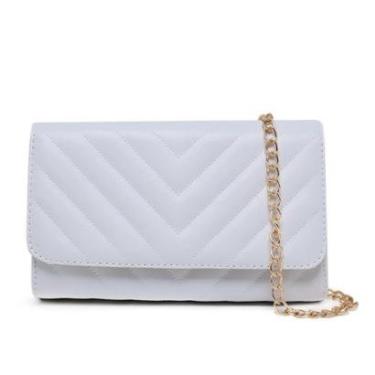 Imagem de Bolsa Clutch Pequena De Lado Matelasse Branca CM Shoes-Feminino