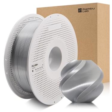 Imagem de 3DTOOLS Bambu 1,75 mm PLA seda + filamento brilhante como cromo, suave como seda de alta velocidade e fácil impressão ecológica com RFID para Bambu Lab A1, A1MINI, X1, P1 AMS 1KG +/- 0,03 mm (prata