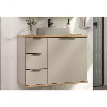 Imagem de Gabinete Com Cuba Aqua 76cm Estilare Gab4002 Nude/carvalho