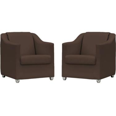 Imagem de Kit 2 Poltronas Mila Corino Cores Pé De Plástico Cromado - Marrom Corino