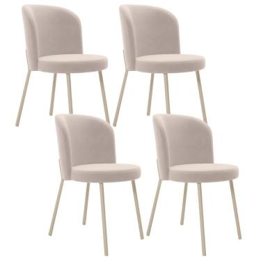 Imagem de Kit 4 Cadeiras Sala De Jantar Estofada Gavi Arena L02 Suede Bege Lyam Decor