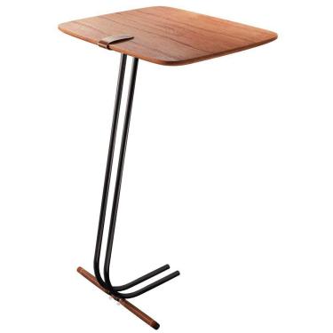 Imagem de Mesa Apoio Lateral Para Sofá Lisboa Pé Preto Cinamomo