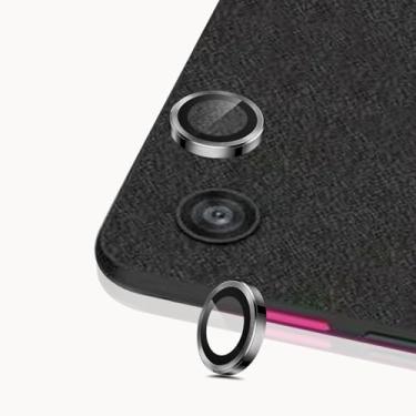 Imagem de Luchantle Pacote com 2 protetores de lente de câmera T-Mobile Revvl Tab 2, protetor de tela de vidro temperado 9H, acessórios de decoração de anel de metal (preto)