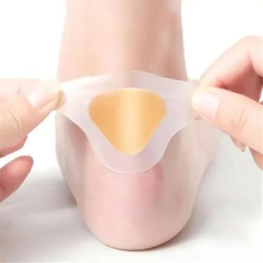 Imagem de 20 peças de almofadas de calcanhar autoadesivas para mulheres, homens, protetores de calcanhar de gel, à prova d'água, antiespuma, para cuidados com os pés (triângulo)