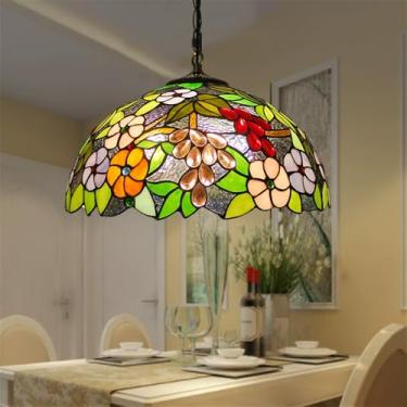 Imagem de Luminária pendente contemporânea de luxo em vidro colorido com LED, estilo retrô americano, ideal para sala de estar, restaurante, quarto, hotel, casa de campo, corredor, café, bar ou escada