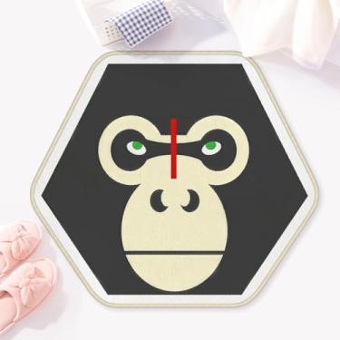 Imagem de Allenjoy Tapetes de banheiro macaco feroz de 79 cm x 70 cm tapete de máscara verde tapete antiderrapante lavável