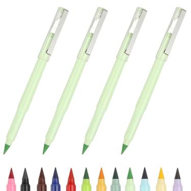 Imagem de PATIKIL Forever Pencil, conjunto de 4 peças de lápis de metal afiados mecânicos fofos para livros de colorir, esboço, desenho, escrita, arte, iniciante, marcador verde claro