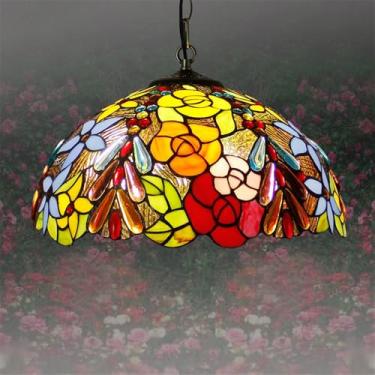 Imagem de Luminária pendente contemporânea de luxo em vidro colorido com LED, estilo retrô americano, ideal para sala de estar, restaurante, quarto, hotel, casa de campo, corredor, café, bar ou escada