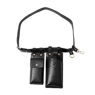 Imagem de Bolsa feminina de couro de luxo transversal e bolsa urbana com perna caída, Preto