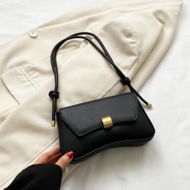 Imagem de Bolsa feminina retrô de ombro único, elegante e simples, bolsa de transporte transversal pequena bolsa quadrada para mulheres, Preto, Retrô