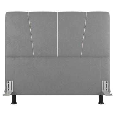 Imagem de Cabeceira Cama Box Casal Queen Size Amber 160cm Estofada Veludo Prata - Abmaza