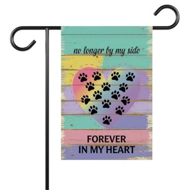 Imagem de Bandeira de jardim No Longer By My Side Forever In My Heart - Animal de estimação perdido - luto de cachorro gato - bandeira de lembrança de memória presente para amantes de animais de estimação