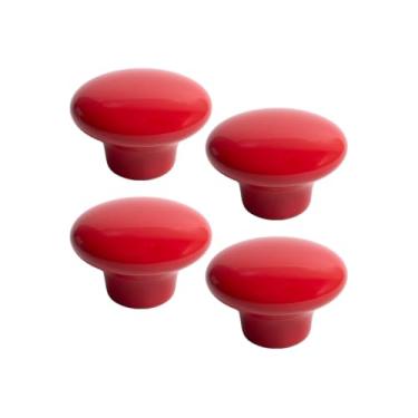 Imagem de 4 X Puxador Gaveta Porcelana Cerâmica Liso Armário Móveis (Vermelho - MPPON101)