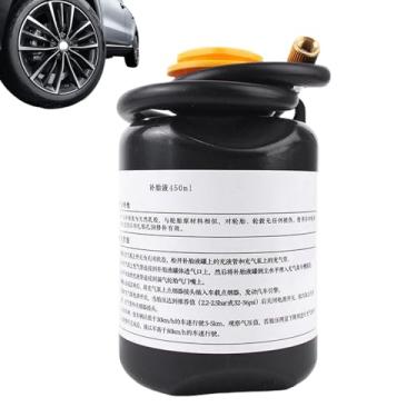 Imagem de Selante de pneu plano | Selante de reparo de pneu | Composto de 450 ml com bomba de enchimento de pressão para proteção de todos os climas para trator ATV Mountain Road