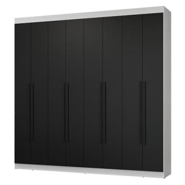 Imagem de Guarda-roupa Casal 8 Portas Batentes Branco/preto/preto Netuno Madesa