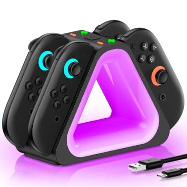 Imagem de Joy-Con Charging Dock Compatible with Nintendo Switch 2 – Magnetic Fast Charger Station for Switch 2 Joypad & Controllers with Indicators, Smart Protection & Colerfull Lighting