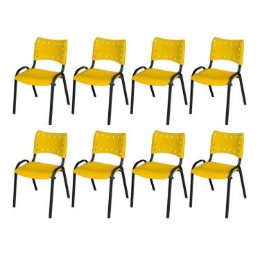 Imagem de Cadeira Iso Base Preto , Escritório Amarelo Kit 8 Un
