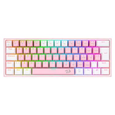 Imagem de Teclado Mecânico Gamer Redragon Fizz Bubblegum - ABNT2 - RGB - Switch Azul - K617-RGB-PW-BLUE