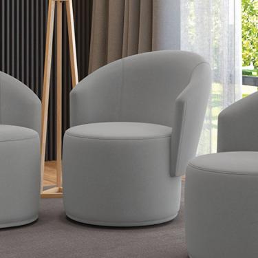 Imagem de Poltrona Decorativa Orgânica Fixa Para Sala Malu Suede M11 - D'rossi Cor Cinza