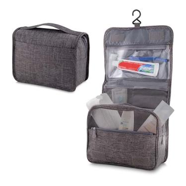 Imagem de Nécessaire Organizadora Grande de Viagem Suspensa com Cabide (Gancho) em Poliéster Cinza