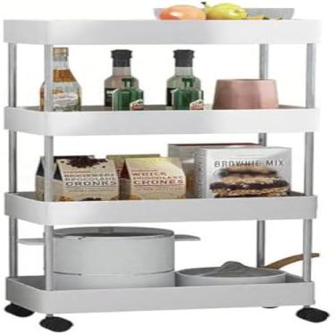 Imagem de Prateleira de armazenamento ajustavel, suporte movel para casa, cozinha, banho, portatil.
