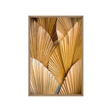 Imagem de Quadro Decorativo com Vidro Sala Hall Quarto 64x94cm Dourado Folhas