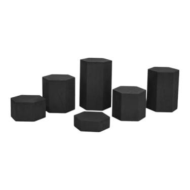 Imagem de FashionCha Conjunto de 6 Porta-Perfumes Hexagonais de Madeira, Organizadores de Mesa, Expositores de Joias, Suportes para Doces, Estatuetas, Artesanato E Armário, Preto
