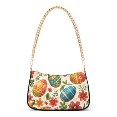 Imagem de CEBUGI Bolsas transversais para mulheres, bolsa de ombro para ovos de Páscoa, bolsa clutch estilosa com alça de corrente