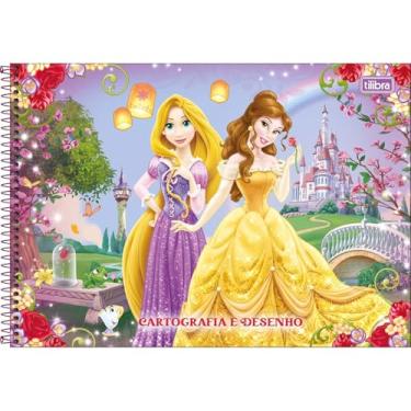 Imagem de Tilibra - Caderno de Cartografia e Desenho Espiral Capa Dura Princesas 80 Folhas - Rapunzel E Bela