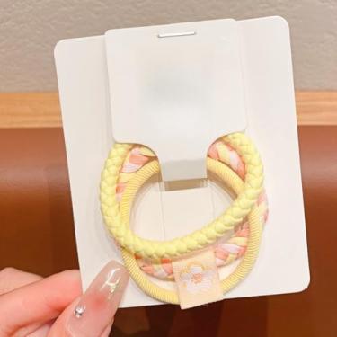 Imagem de Pacote com 3 laços de cabelo, faixas elásticas grossas para estilos de rabo de cavalo em cores sortidas (amarelo)