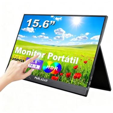 Imagem de Tocável Monitor Portátil Touchscreen 15,6'' FHD 1080P IPS Extensor De Tela Sensível Ao Toque Ultra com Alto-falantes e Capa Conectividade USB Tipo C HDMI para Laptop Notebook PC Celular Trabalho Jogos