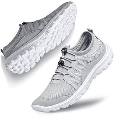 Imagem de Belilent Tênis aquático masculino feminino unissex leve sem cadarço de malha de secagem rápida para caiaque, natação, surfe, praia, piscina, uso ao ar livre, sapatos aquáticos, Cinza e branco, 38 BR