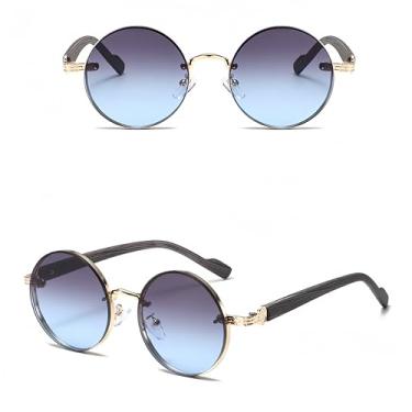 Imagem de HCHES Óculos de Sol Clássicos com Armação Redonda em Metal para Homens e Mulheres, Proteção Solar e Anti-UV para Dirigir (Cinza Duplo)